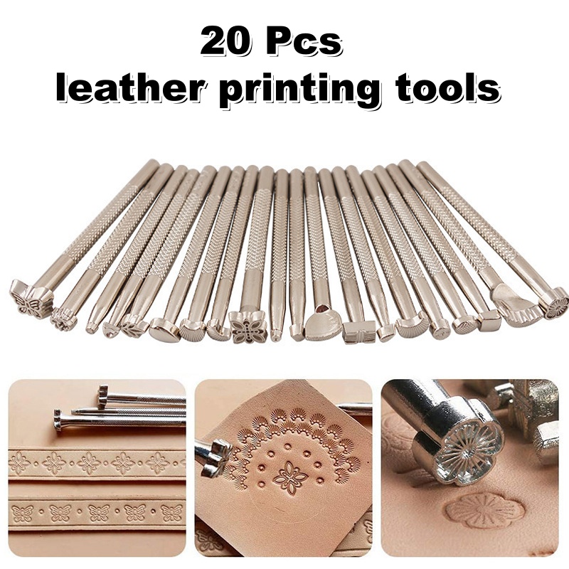 Leatherwork Embossing - 20 قطعة من أدوات ختم الجلد،