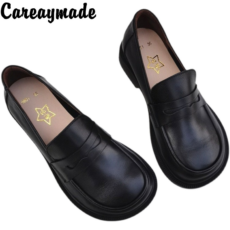 Leather Work Heels - Careaymade-حذاء نسائي كاجوال الانزلاق على أحذية