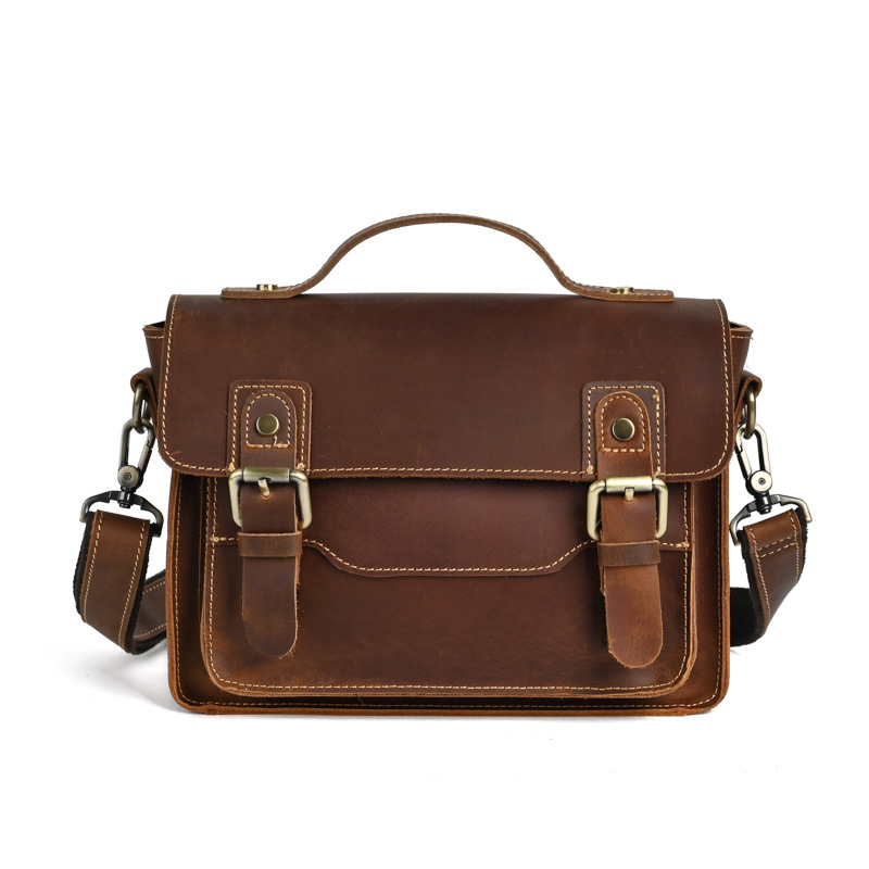 Leather Work Bag Men - حقيبة ساعي جلد طبيعي قابل للتعديل