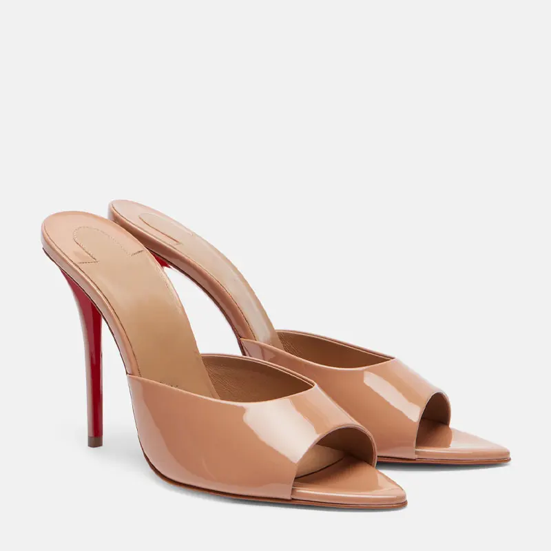 Leather Work Heels - أحذية نسائية جديدة مفتوحة من الأمام