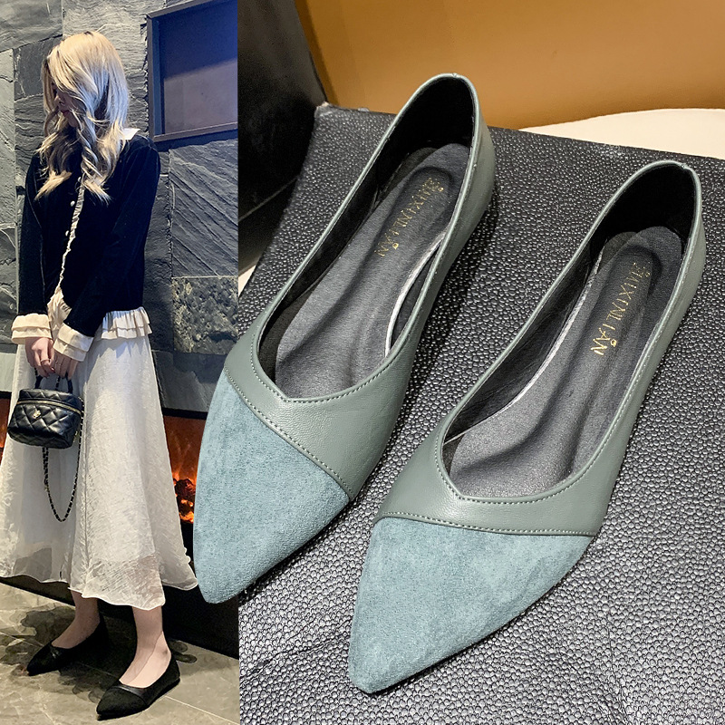 Leather Work Heels - أحذية جلدية سوداء مسطحة للنساء أحذية