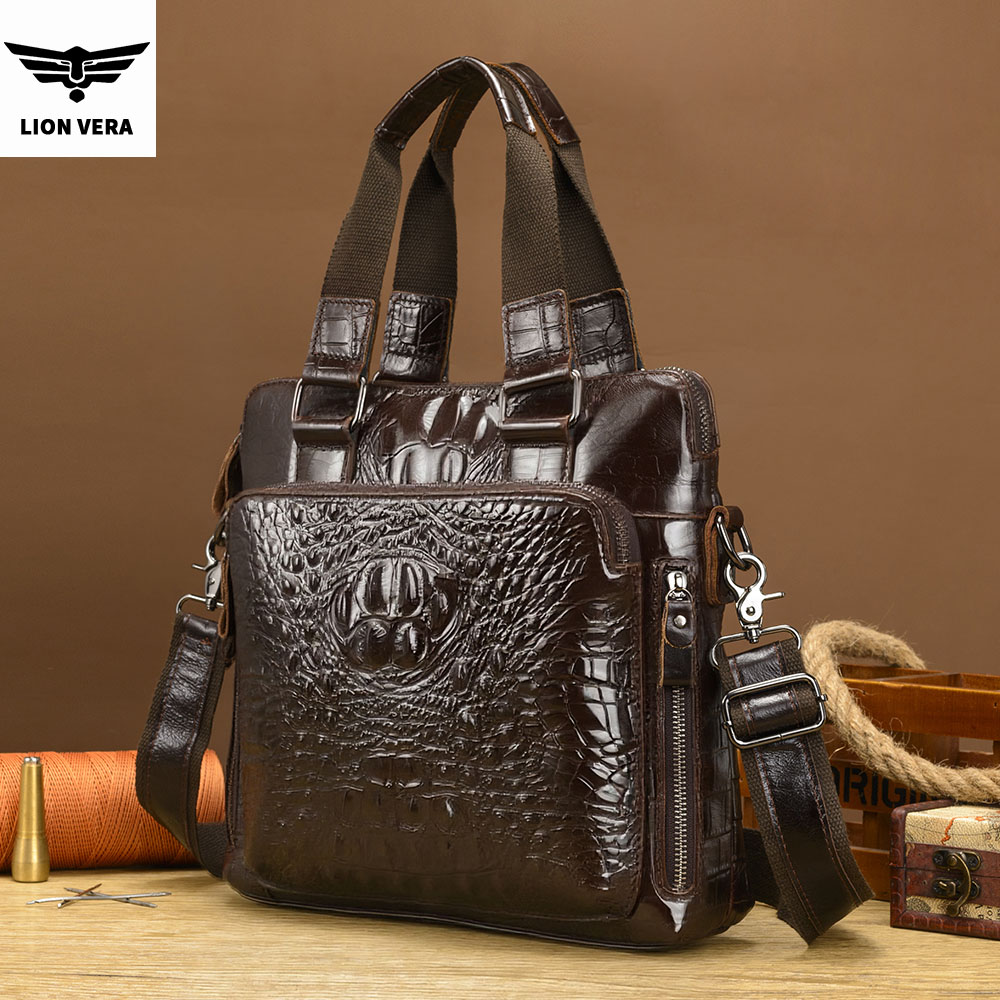 Leather Work Bag Men - حقيبة جلدية أصلية للرجال من LION