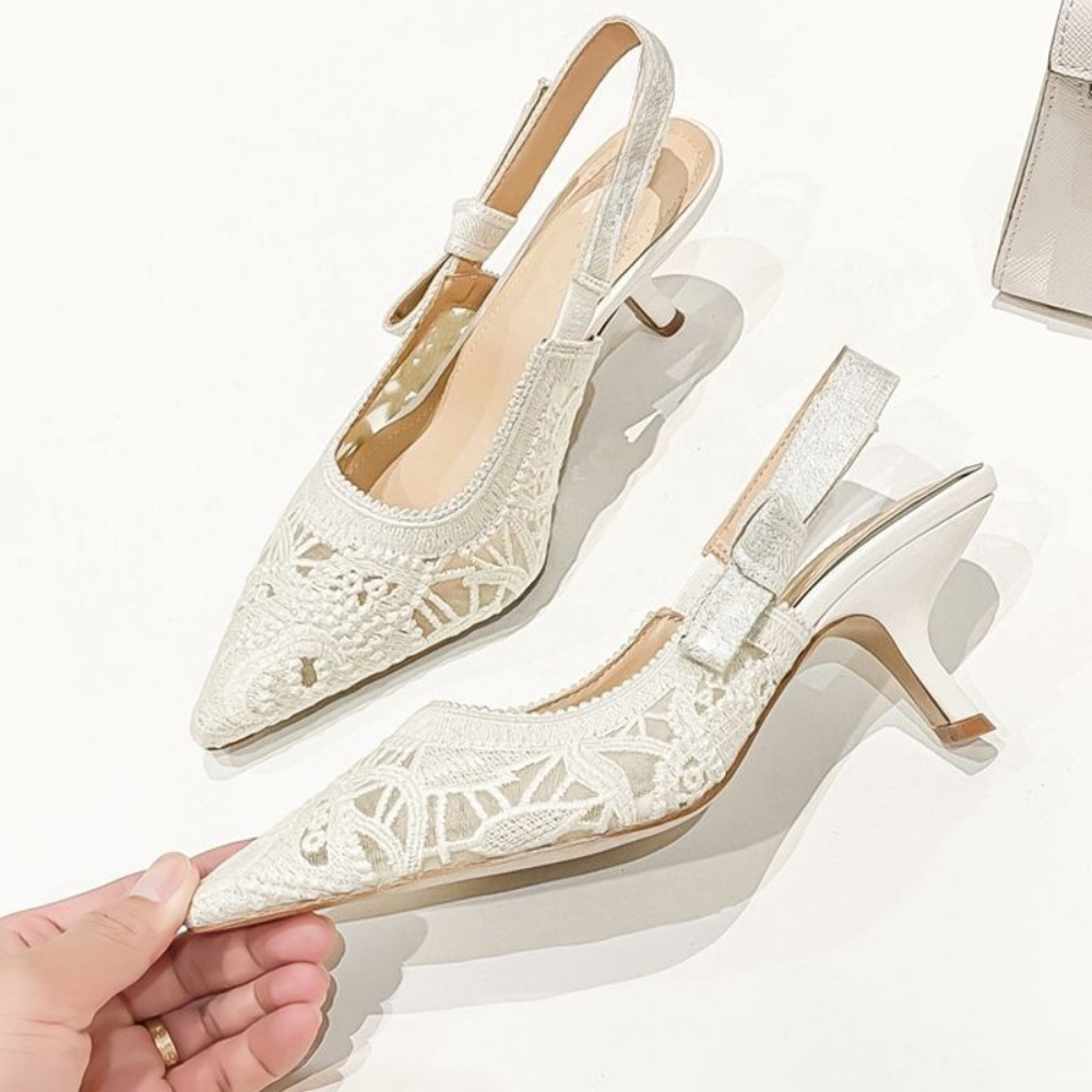Leather Work Heels - صنادل نسائية بكعب عالٍ من الجلد