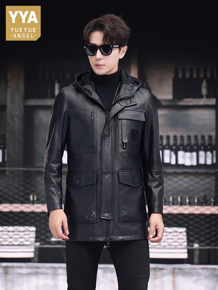 الشتاء رجال الأعمال العمل منتص - مراجعة Leather Work Jacket With Hood وسعره