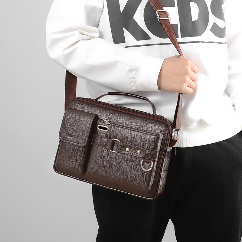العلامة التجارية الرجال حقيبة  - مراجعة Leather Work Bag Men وسعره
