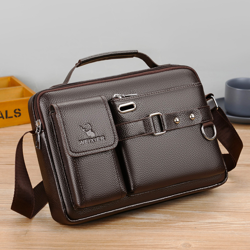 العلامة التجارية الرجال حقيبة  - مراجعة Leather Work Bag Men وسعره