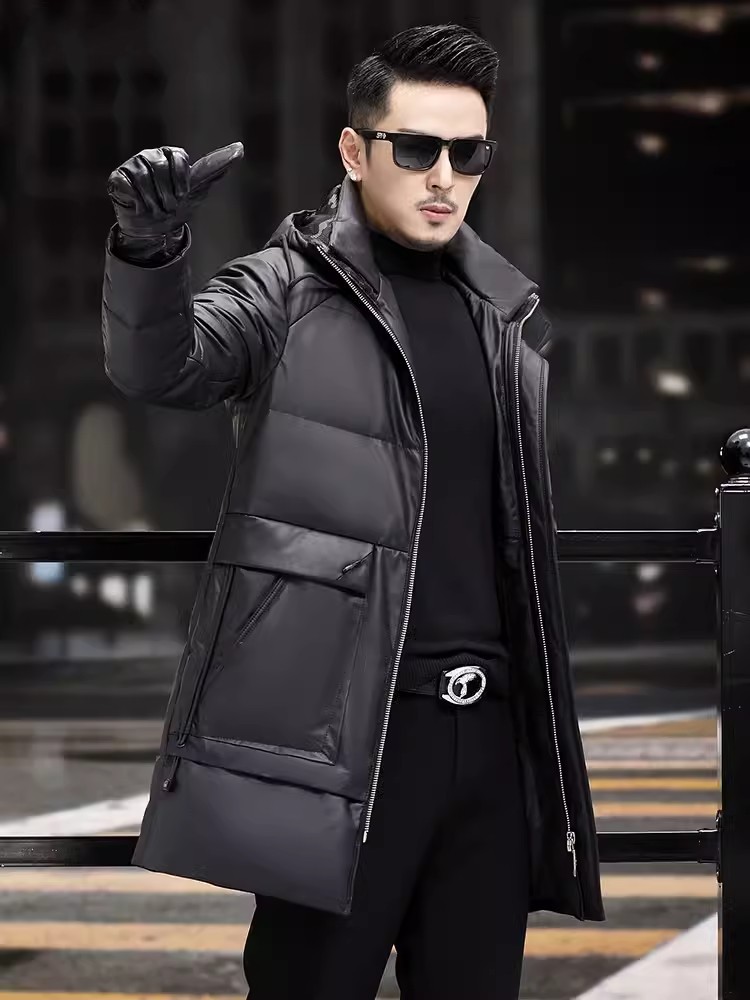 الشتاء الرجال سميكة الدافئة ال - مراجعة Leather Work Jacket With Hood وسعره