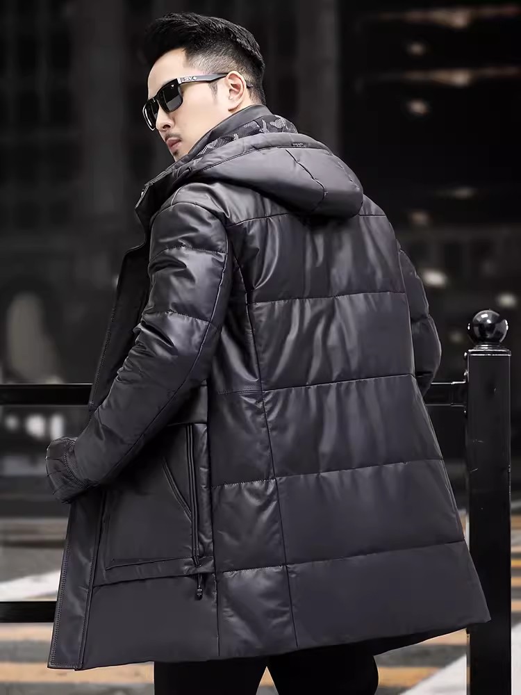 الشتاء الرجال سميكة الدافئة ال - مراجعة Leather Work Jacket With Hood وسعره