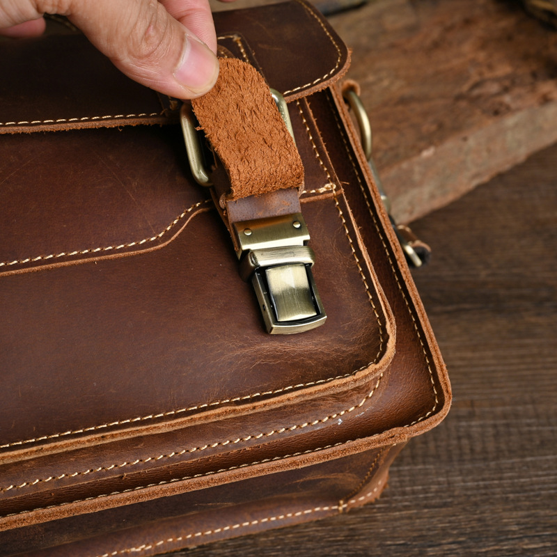 حقيبة ساعي جلد طبيعي قابل للتع - مراجعة Leather Work Bag Men وسعره
