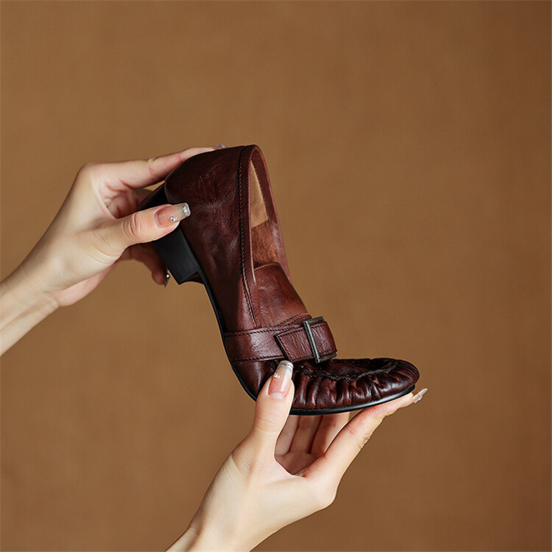 أحذية بدون كعب من الجلد الطبيع - مراجعة Leather Work Heels وسعره