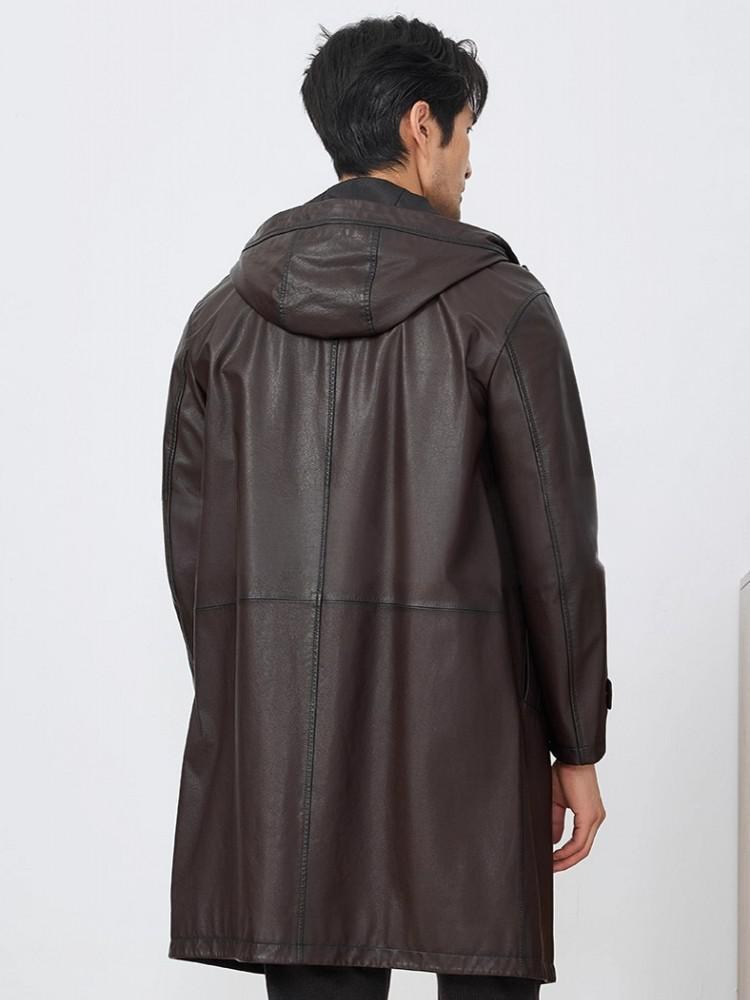 أزياء رجالي خريف جديد مقنعين ج - مراجعة Leather Work Jacket With Hood وسعره