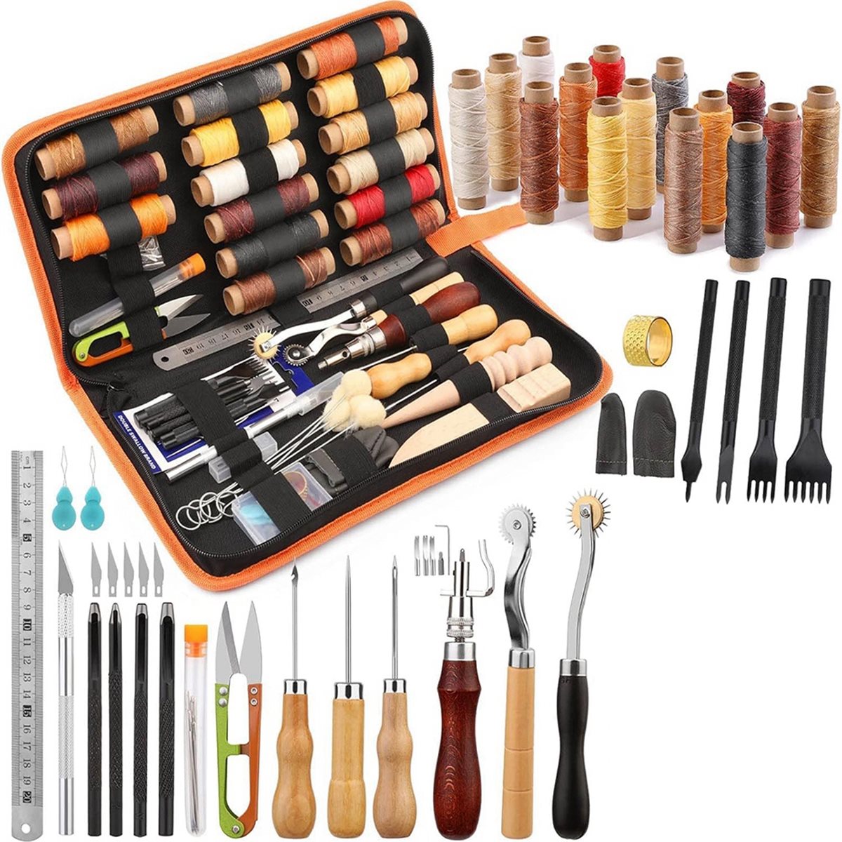 طقم أدوات عمل الجلود 66 قطعة م - مراجعة Beginner Leatherwork Kit وسعره