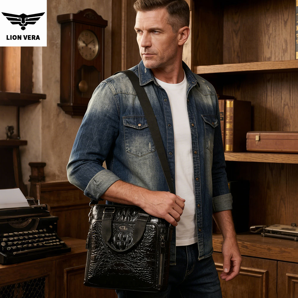 حقيبة جلدية أصلية للرجال من LI - مراجعة Leather Work Bag Men وسعره