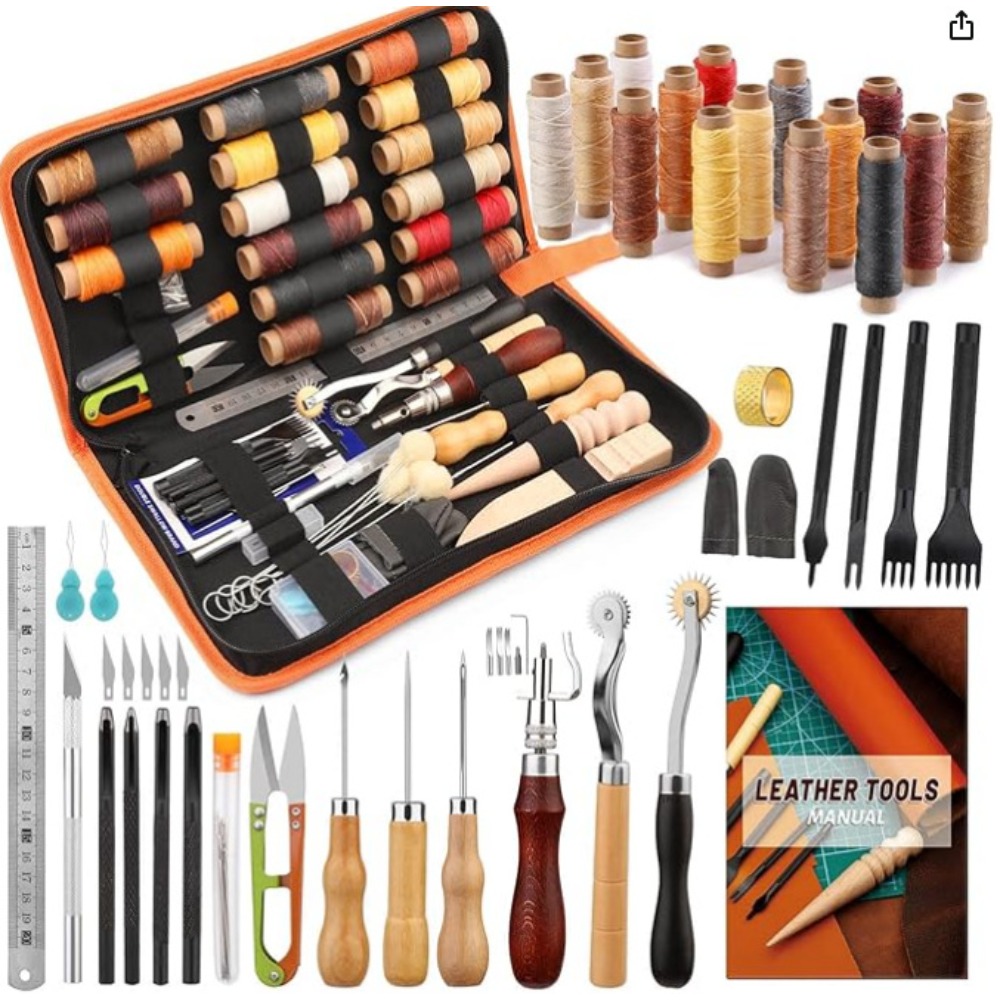 أدوات العمل الجلدية مجموعة الح - مراجعة Beginner Leatherwork Kit وسعره