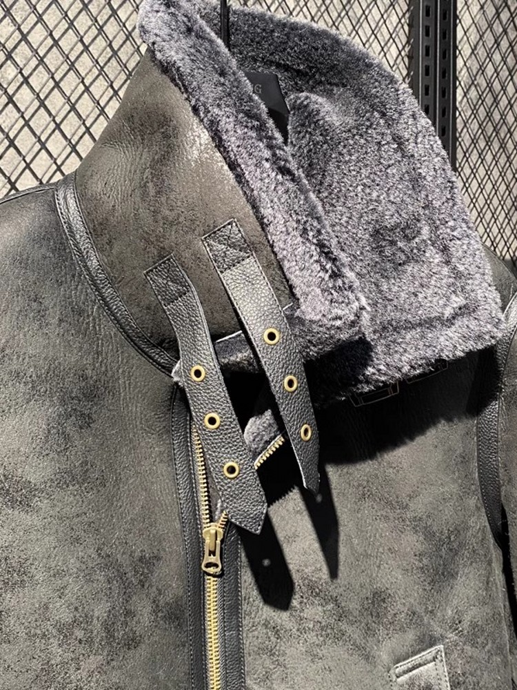 جاكيت رجالي شتوي دافئ من الجلد - مراجعة Leather Work Jacket With Hood وسعره