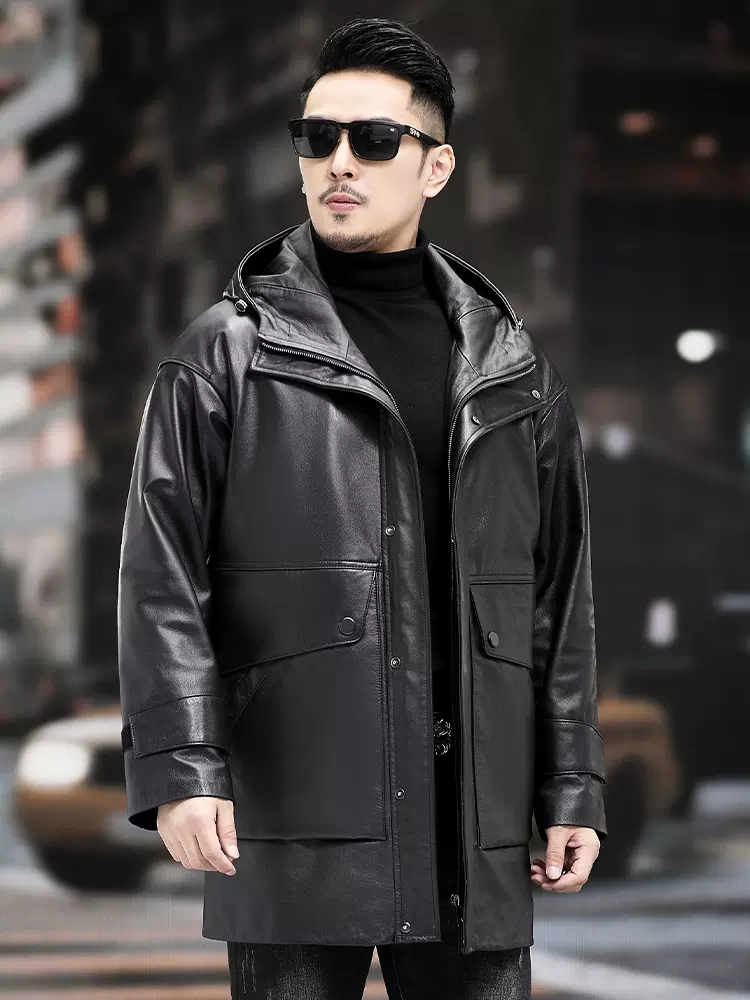 الشتاء الرجال الدافئة العمل أس - مراجعة Leather Work Jacket With Hood وسعره